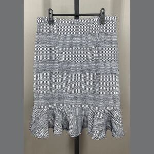 NEW Banana Republic Skirt Womens 6 blue geometric stripe pencil flounce preppy